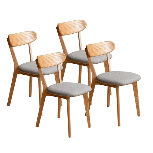 (Set of 4 pcs) Dining Chair Wooden FAS Grade Oak Natural Wood Made in North America 100% Dirt-free